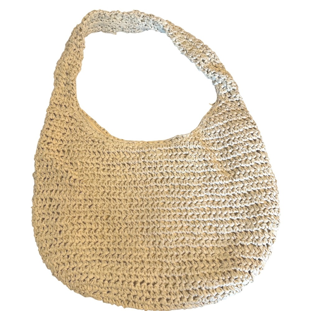 Abercrombie & Fitch Straw Hobo Bag Womens OS Tan Beige Excellent Woven Raffia